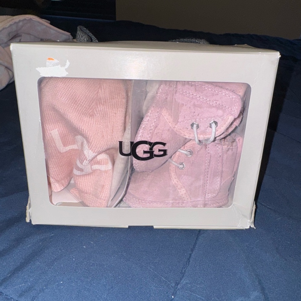 UGG Blush Baby Booties and Hat Set